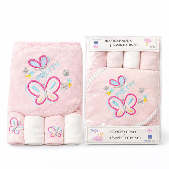 Hooded Towel Wash Cloths 5pcs Set