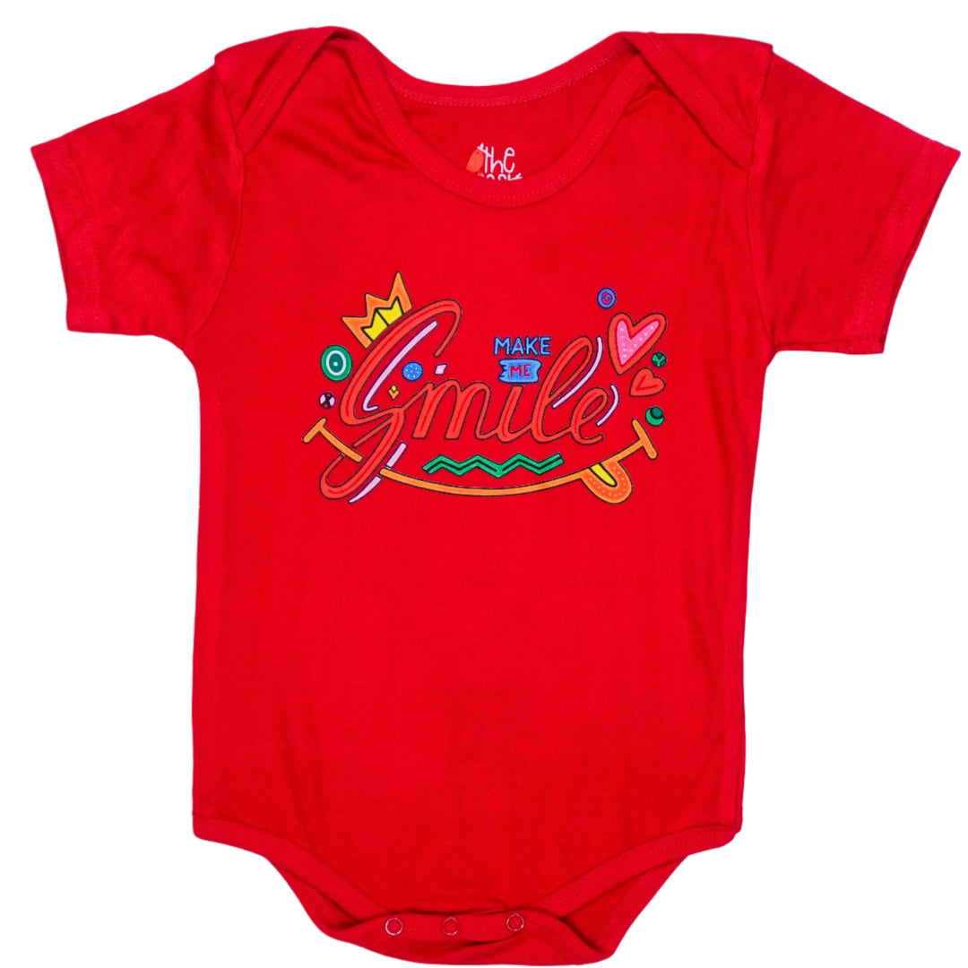 Just Smile Short Sleeve Bodysuit (Red)