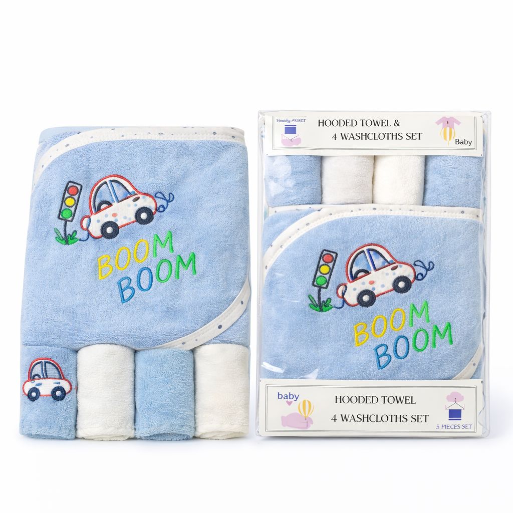 Hooded Towel Wash Cloths 5pcs Set