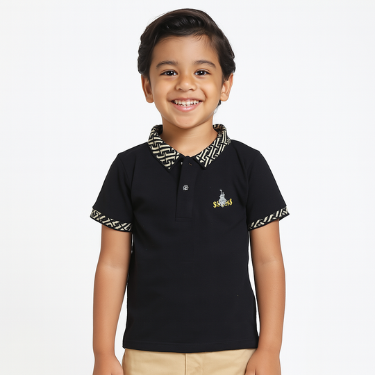 Black Polo T-Shirt For Boys