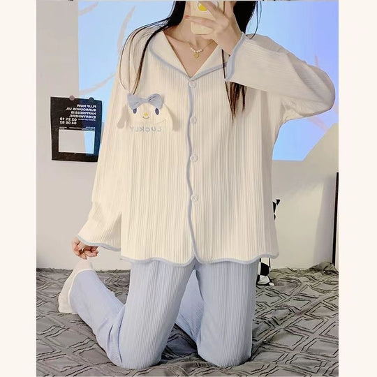 Soft Pastel Bow Night Suit
