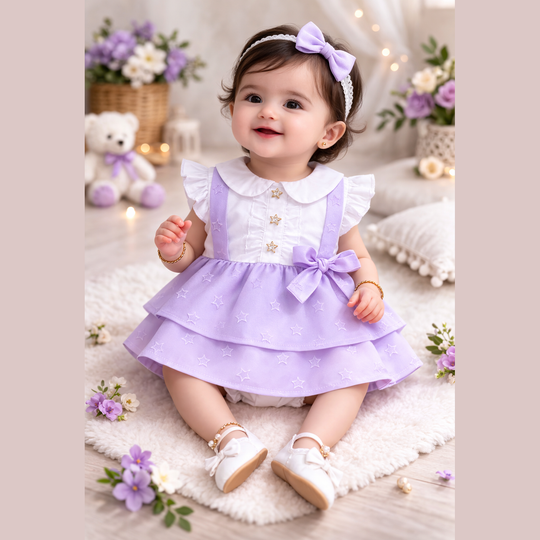 Elegant Star Bow Frock for Baby Girls
