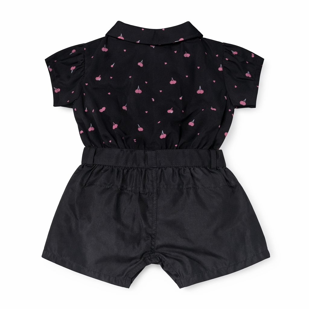 Black Cherry Print Top & Shorts Set