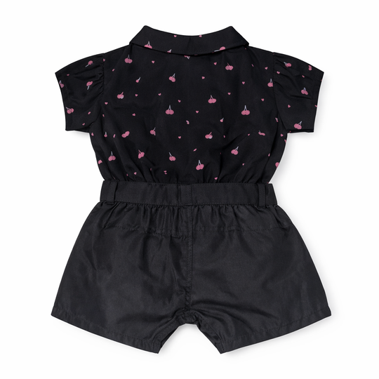 Black Cherry Print Top & Shorts Set