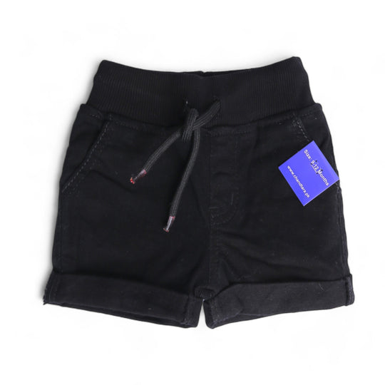 String Black Denim Shorts