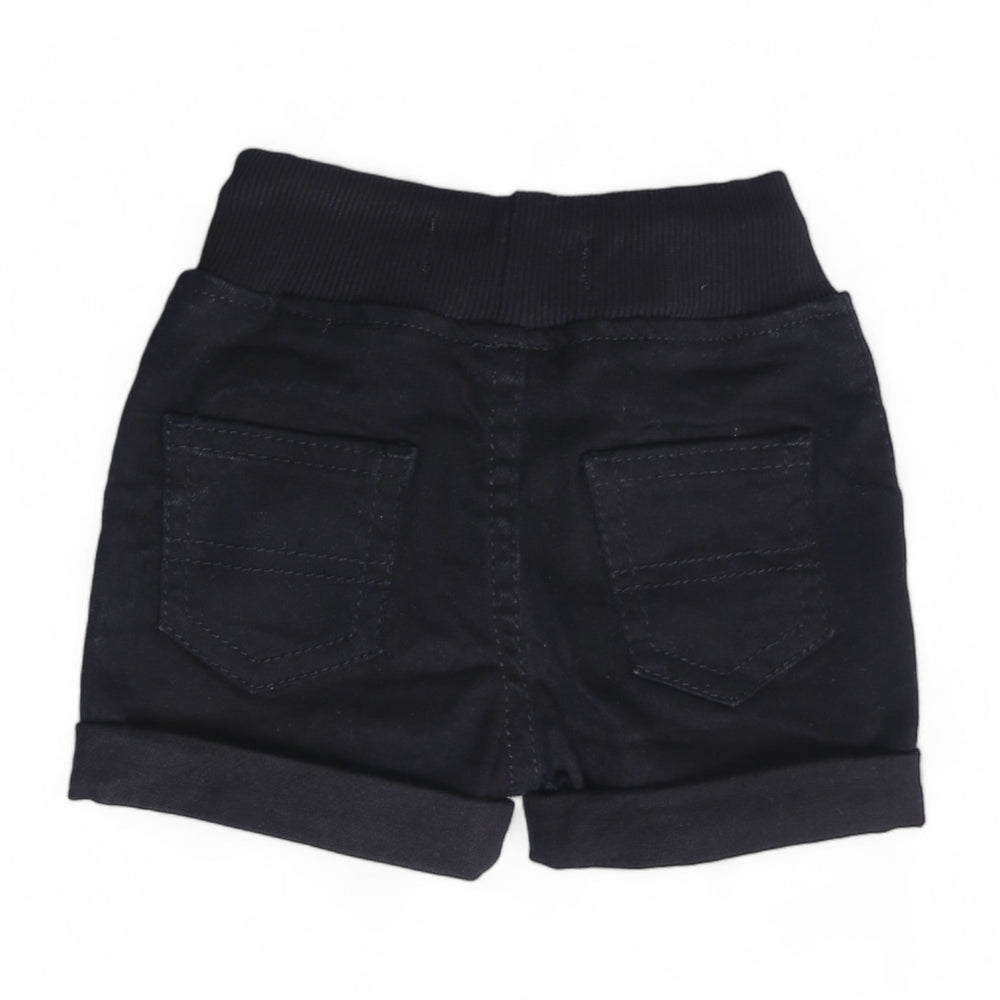 String Black Denim Shorts
