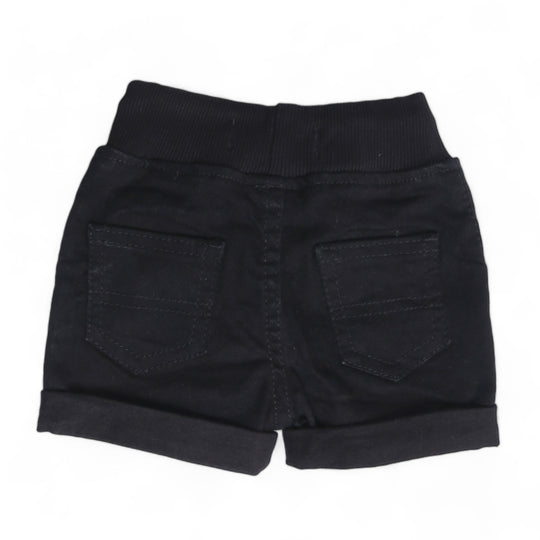 String Black Denim Shorts