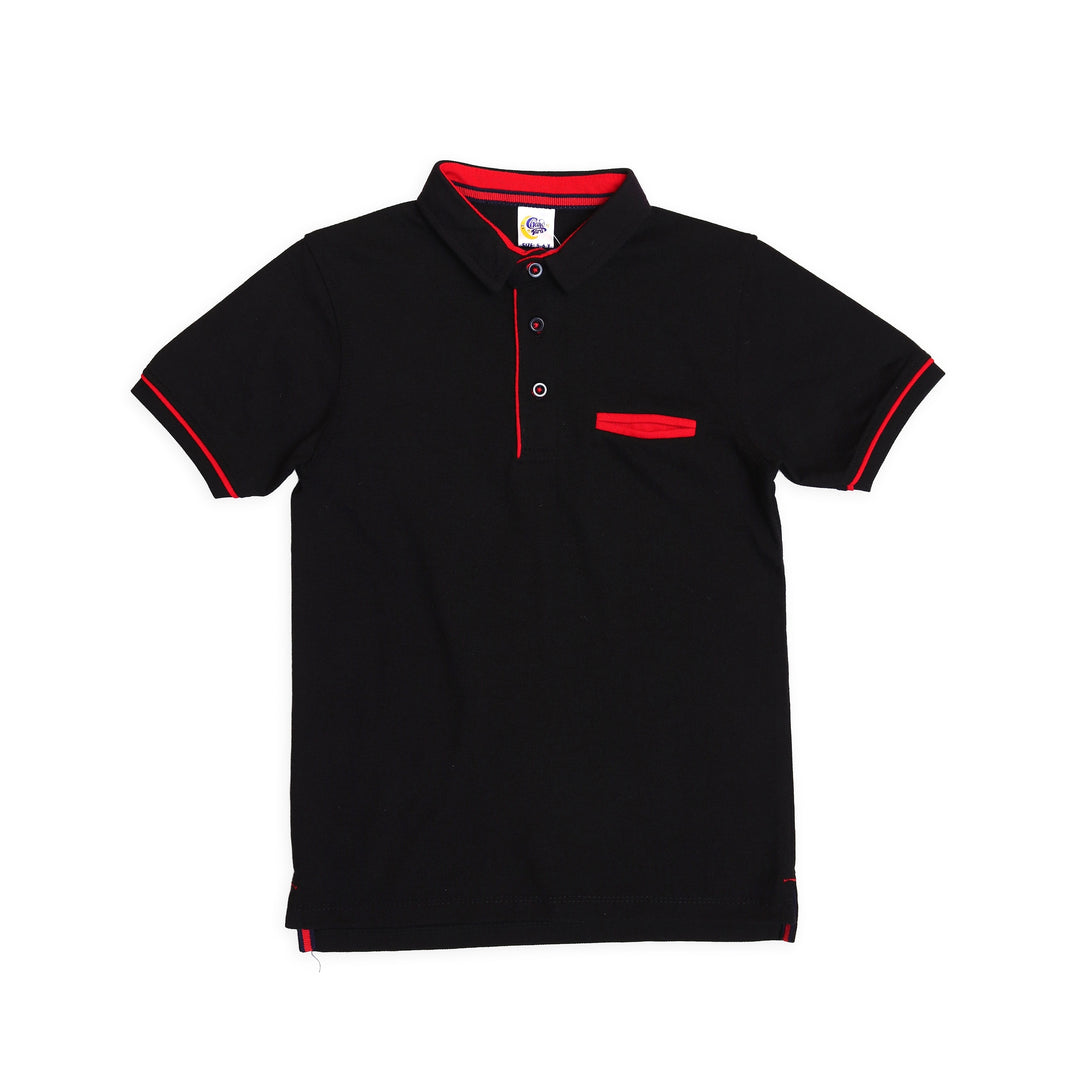 Boys Polo Black & Red T-Shirt