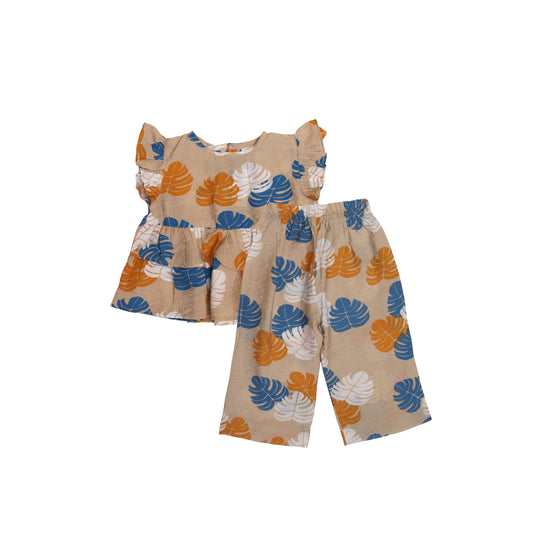 Green Multicolor Dots Top & Bottom Set