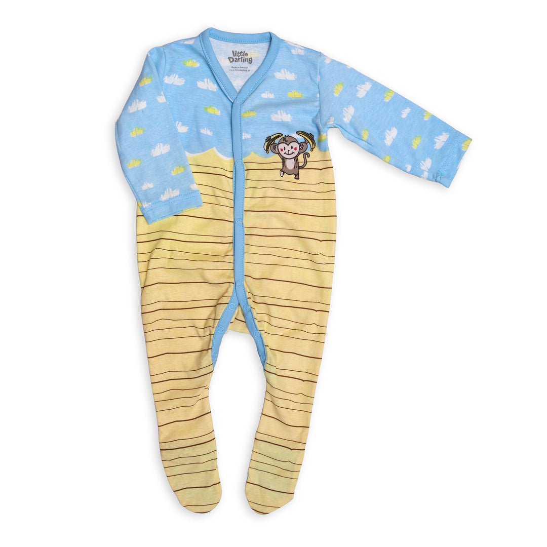 Monkey Printed 3 Piece Set Sleepsuit