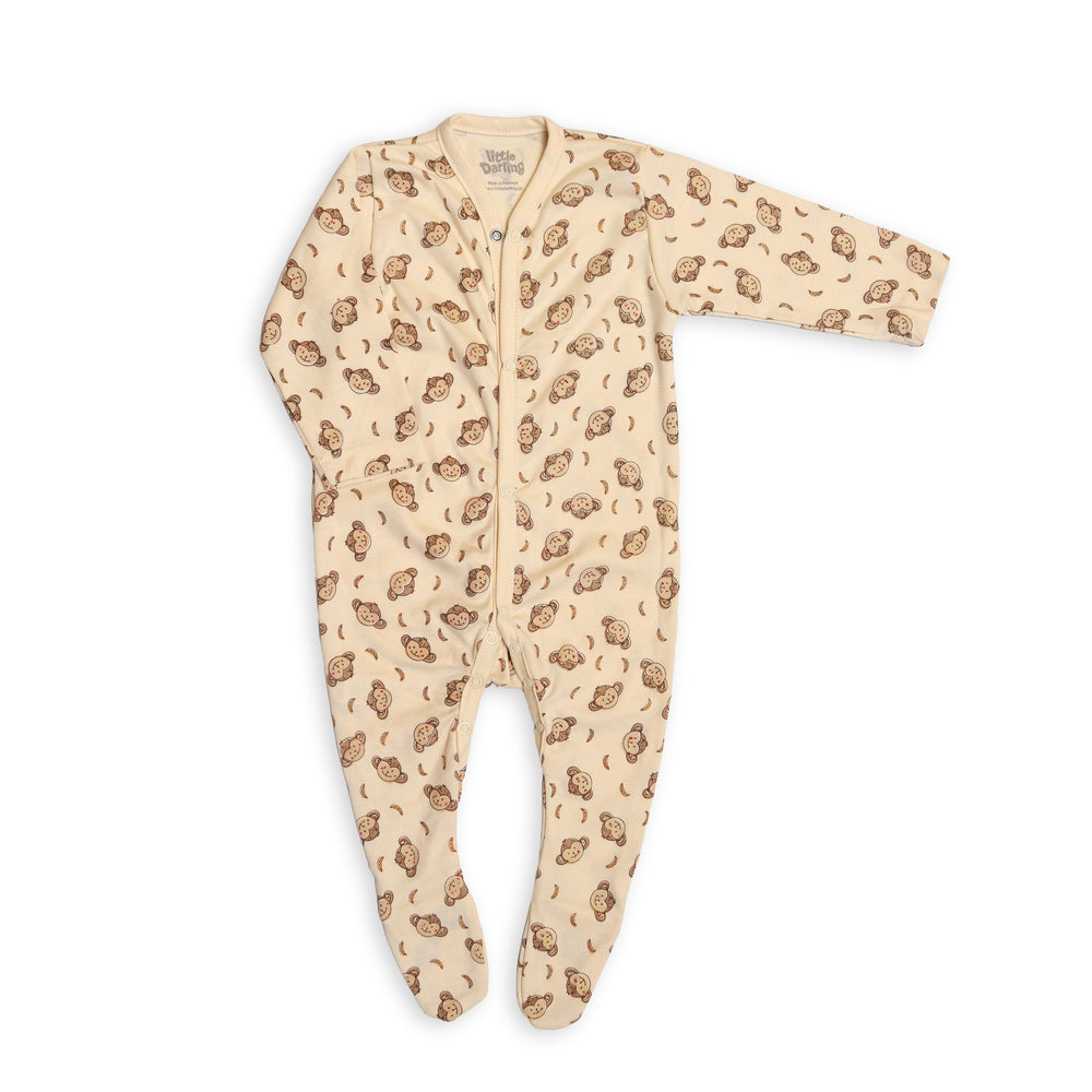 Monkey Printed 3 Piece Set Sleepsuit