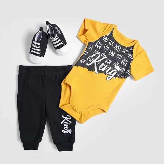 New Born King Set 3 Pieces Baby Romper
