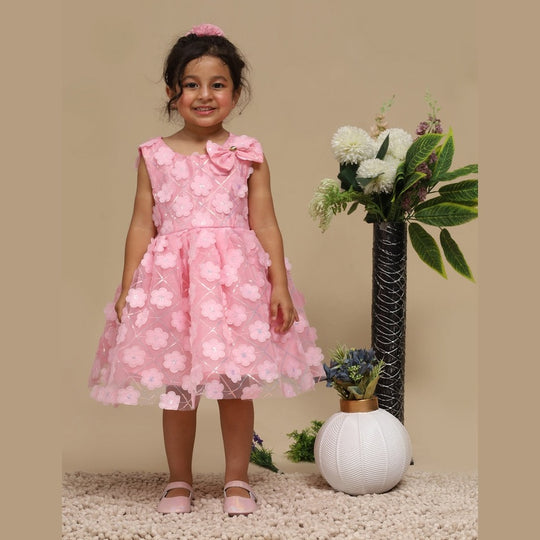 Baby Girls Fancy Pink Floral Party Frock