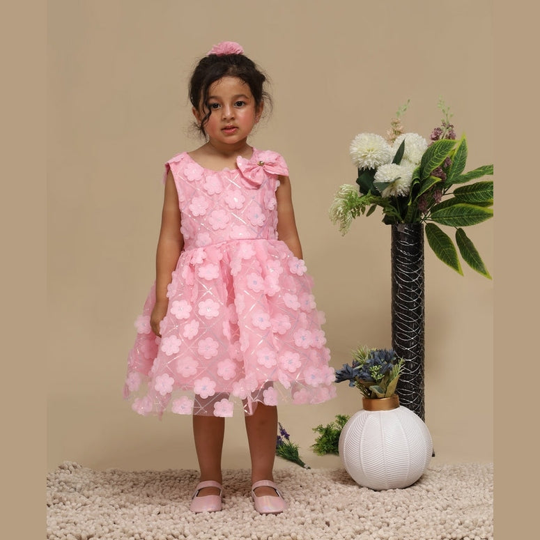 Baby Girls Fancy Pink Floral Party Frock