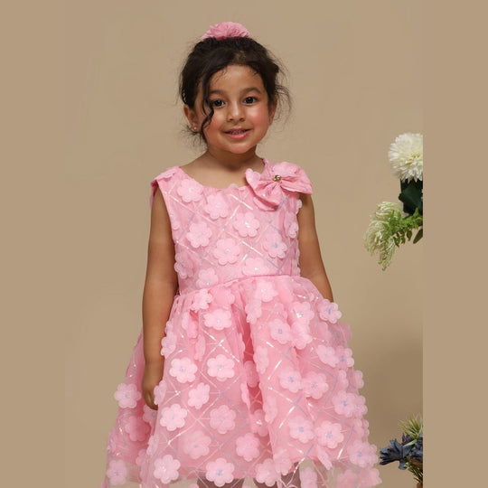 Baby Girls Fancy Pink Floral Party Frock