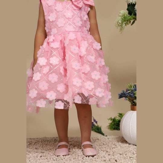 Baby Girls Fancy Pink Floral Party Frock