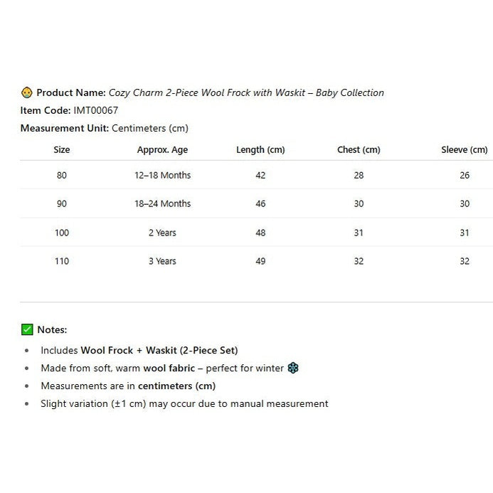 Cozy Charm 2-Piece Wool Frock With Waskit