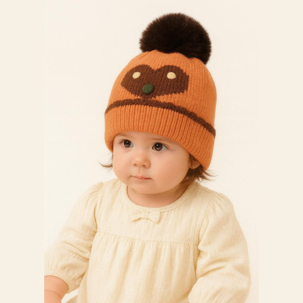 Wool Cap With Big Heart Design