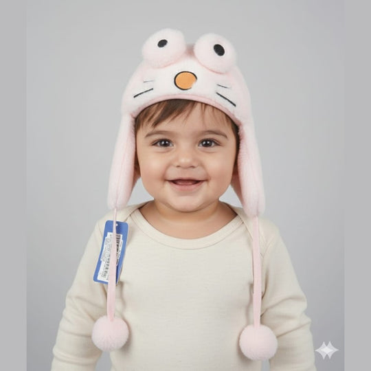 Rabbit Wool Cap With Adjustable Strap