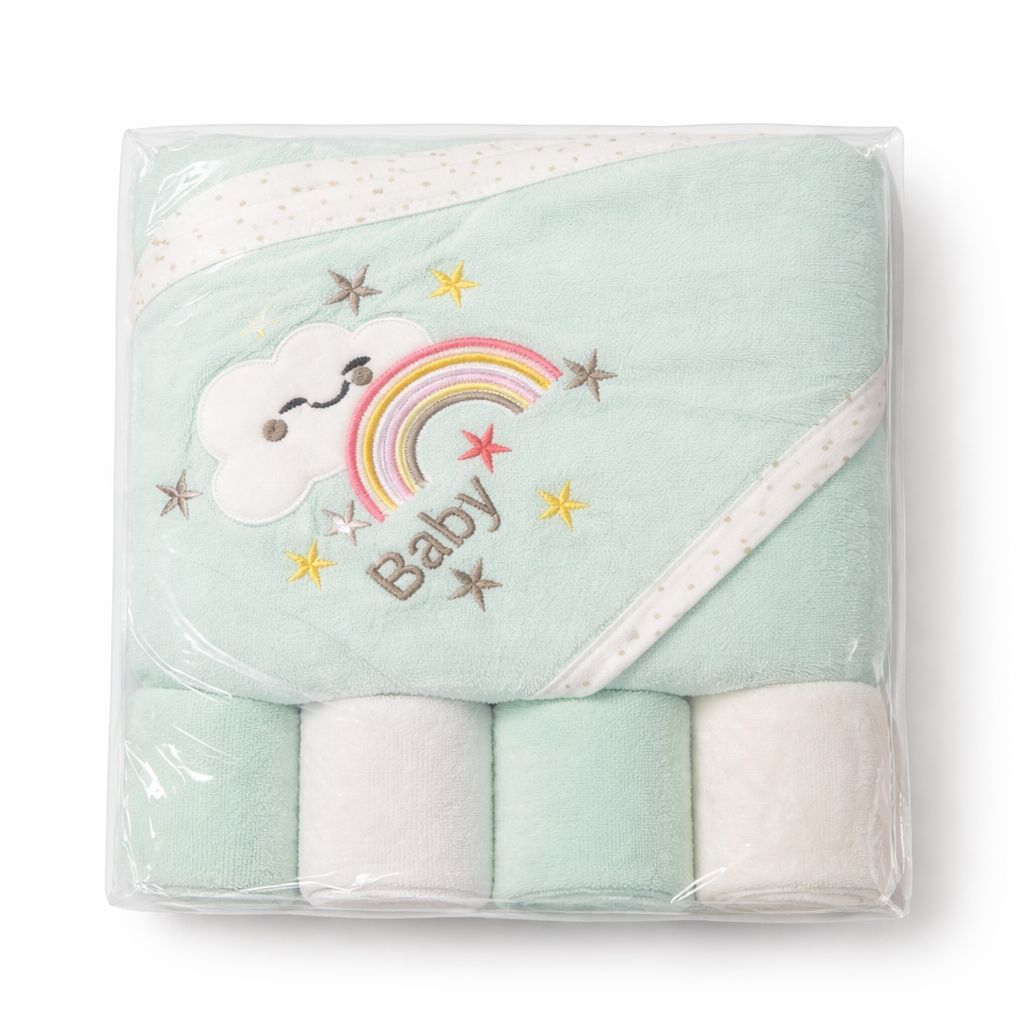 Hooded Towel Wash Cloths 5pcs Set