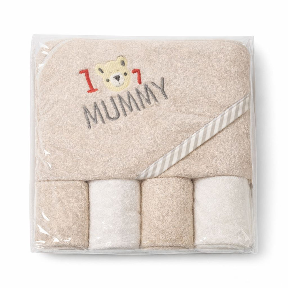 Hooded Towel Wash Cloths 5pcs Set