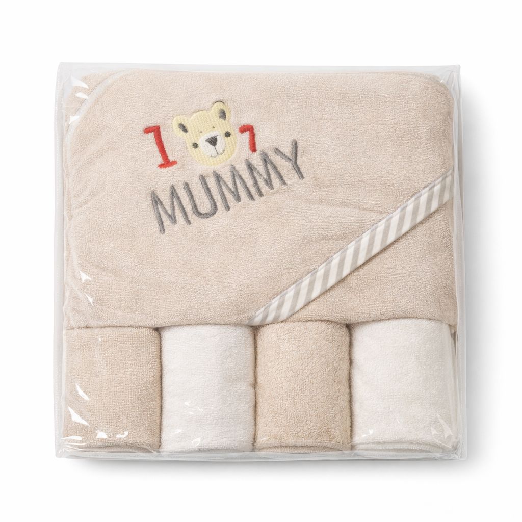 Hooded Towel Wash Cloths 5pcs Set