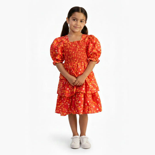 Bright Orange Abstract Print  Top