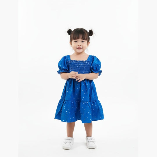 Royal Blue Polka Dot  Baby Frock