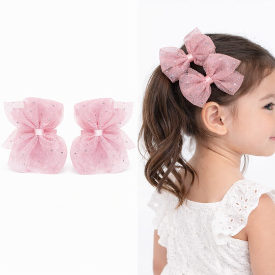 Midnight Shimmer Organza Bow Clip (2 Piece)