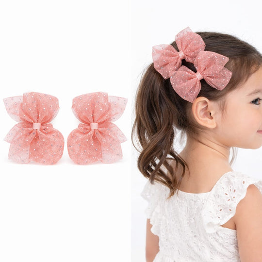 Midnight Shimmer Organza Bow Clip (2 Piece)