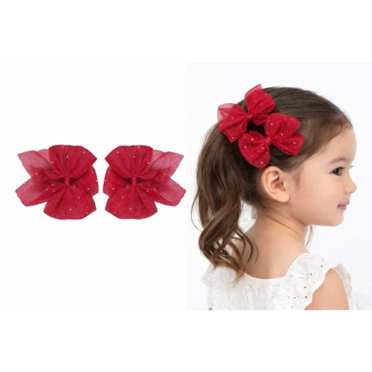 Midnight Shimmer Organza Bow Clip (2 Piece)