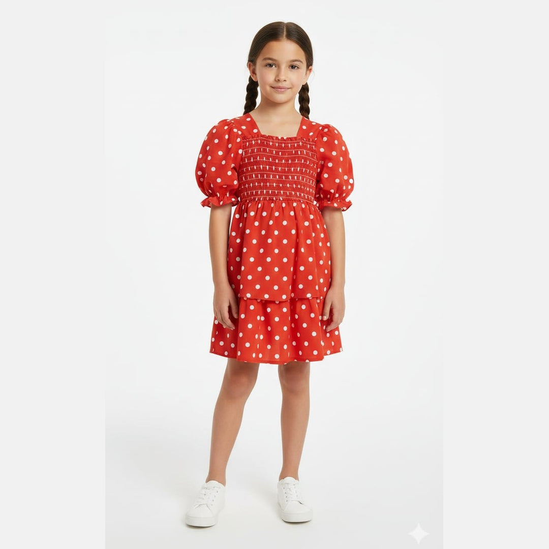 Toddler Girls Polka Dot Print Ruffle Trim