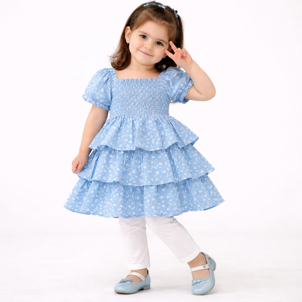 Toddler Girls Polka Dot Print Ruffle Trim Dress