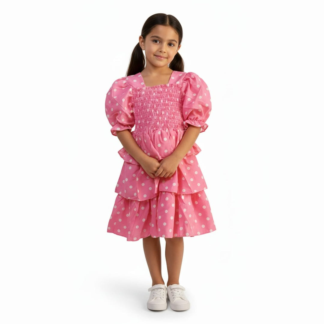 Toddler Girls Polka Dot Print Ruffle Trim Dress Chand Tara Store