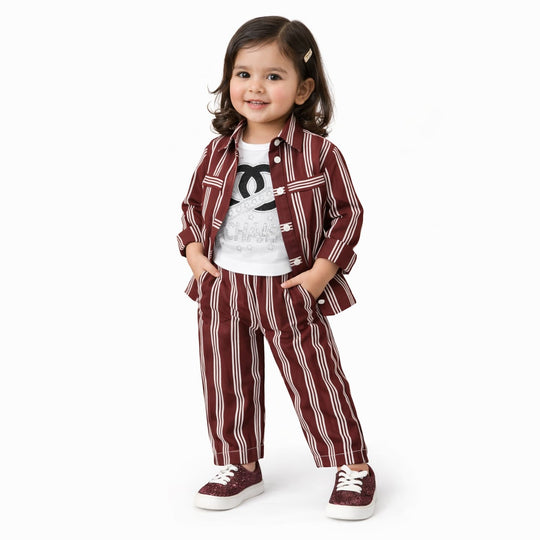 Girls Fancy Suit 3Pcs — D-4001 Trouser Shirt
