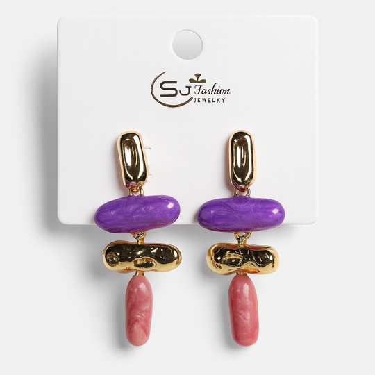 Purple & Pink Abstract Drop Earrings