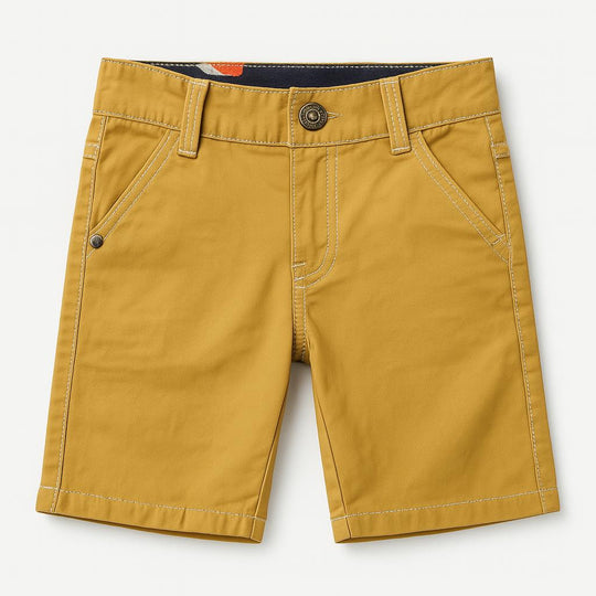 Boys' Shorts With Contrast Back Pocket Patches & Graphic Print