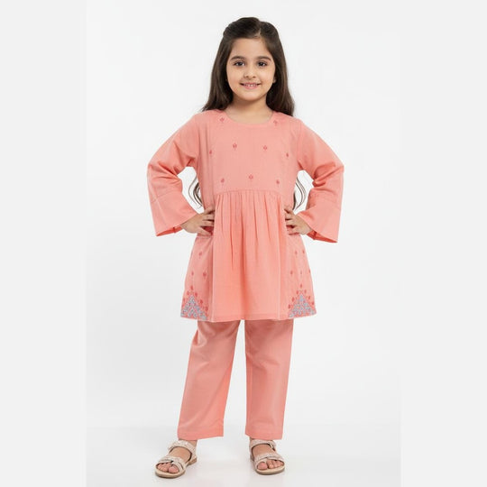 Peach Perfection Embroidered 2PCS Frock Suit