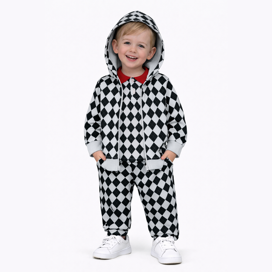 Kids Checkered Hoodie Set