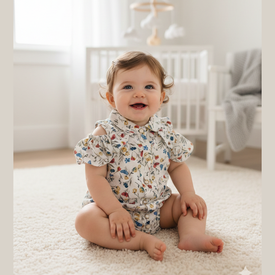 Garden ruffle baby girls top