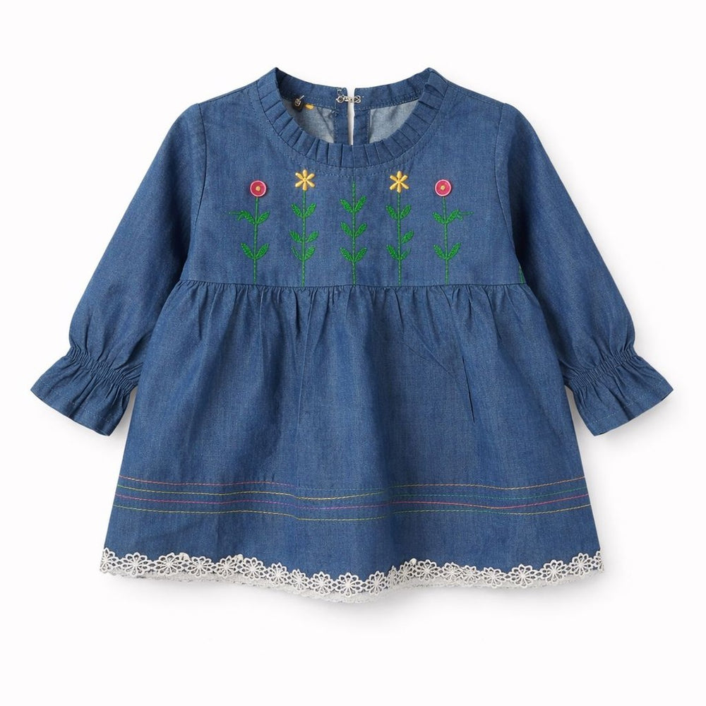 Denim Bloom Embroidered 2PCS Summer Suit