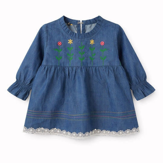 Denim Bloom Embroidered 2PCS Summer Suit